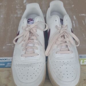 Nike White and Burgundy Athletic Shoes